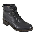 Botte lacée en cuir pour femme - Noir