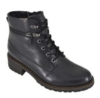 Botte lacée en cuir pour femme - Noir